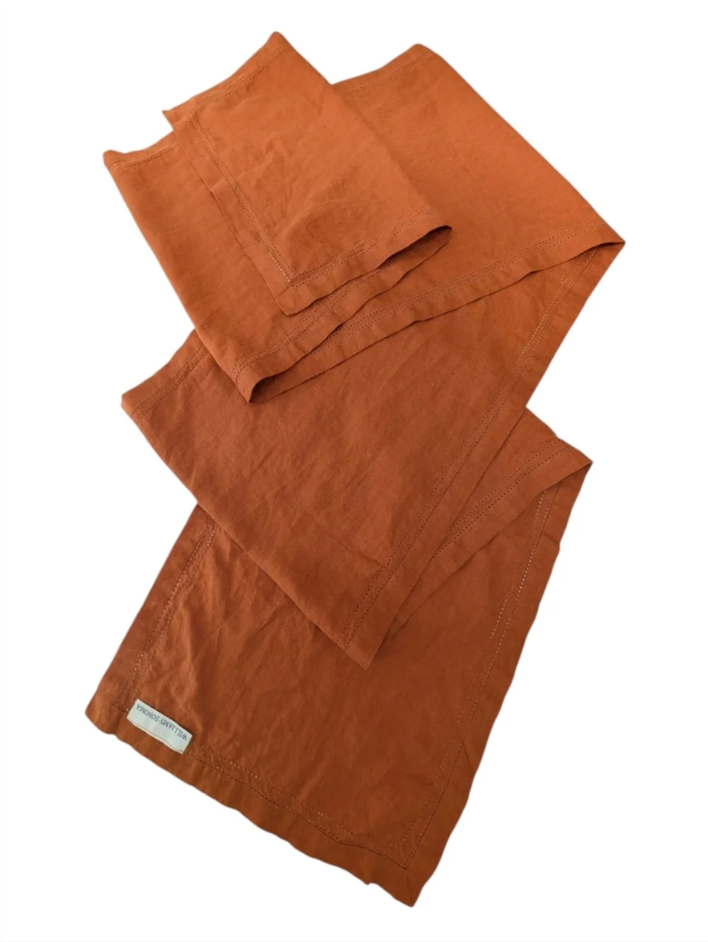 Williams Sonoma 100% Linen Terracotta Table Runner *16in x 108 in* Rustic Luxury